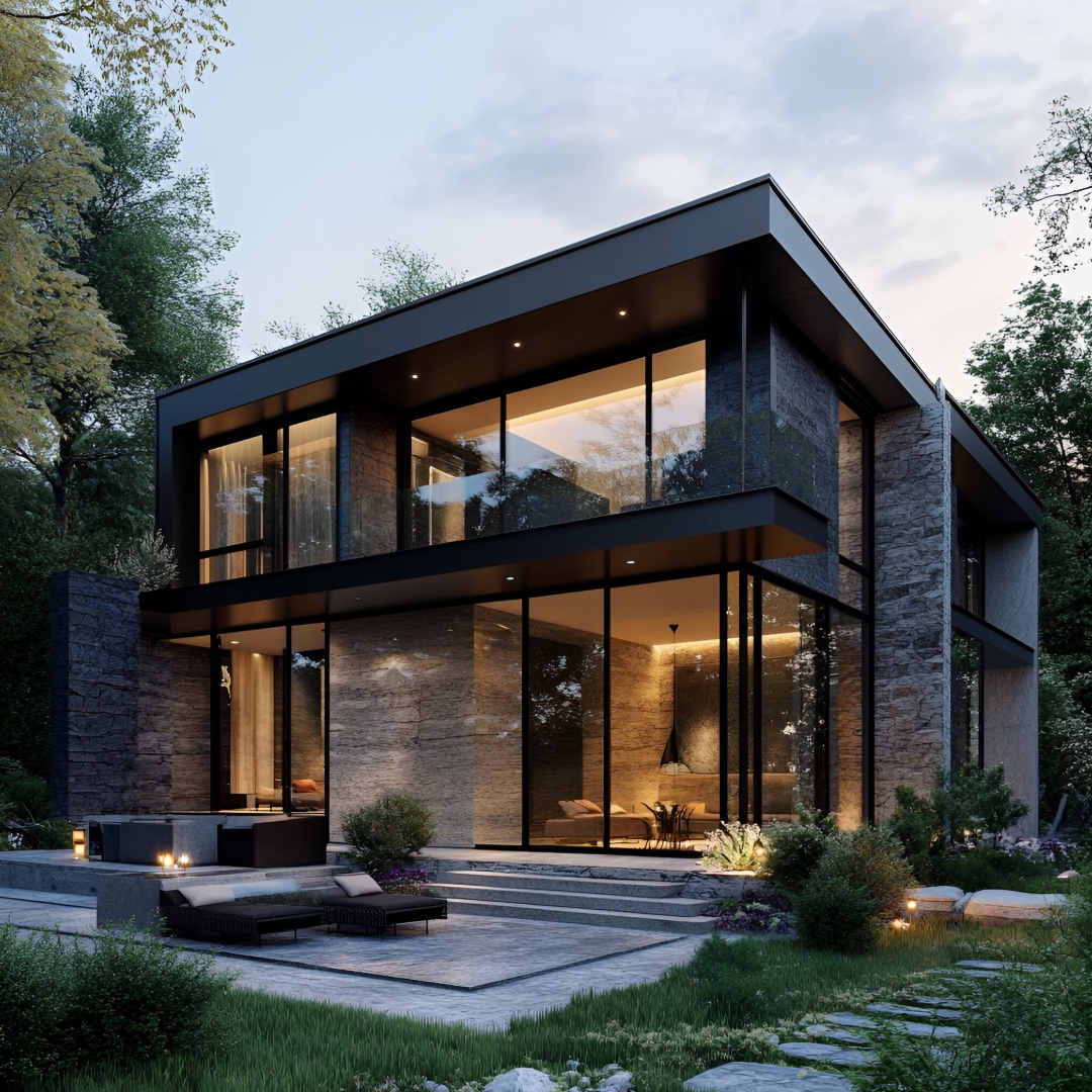 Modern luxury home surrounded by mature trees in Malvern, Pennsylvania