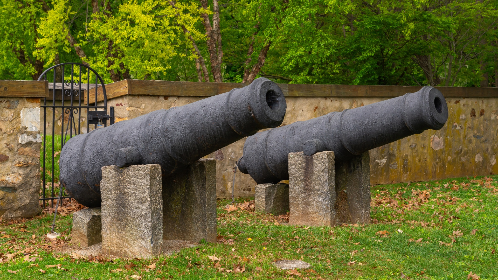 Historic cannons at Paoli Battlefield in Malvern, Pennsylvania