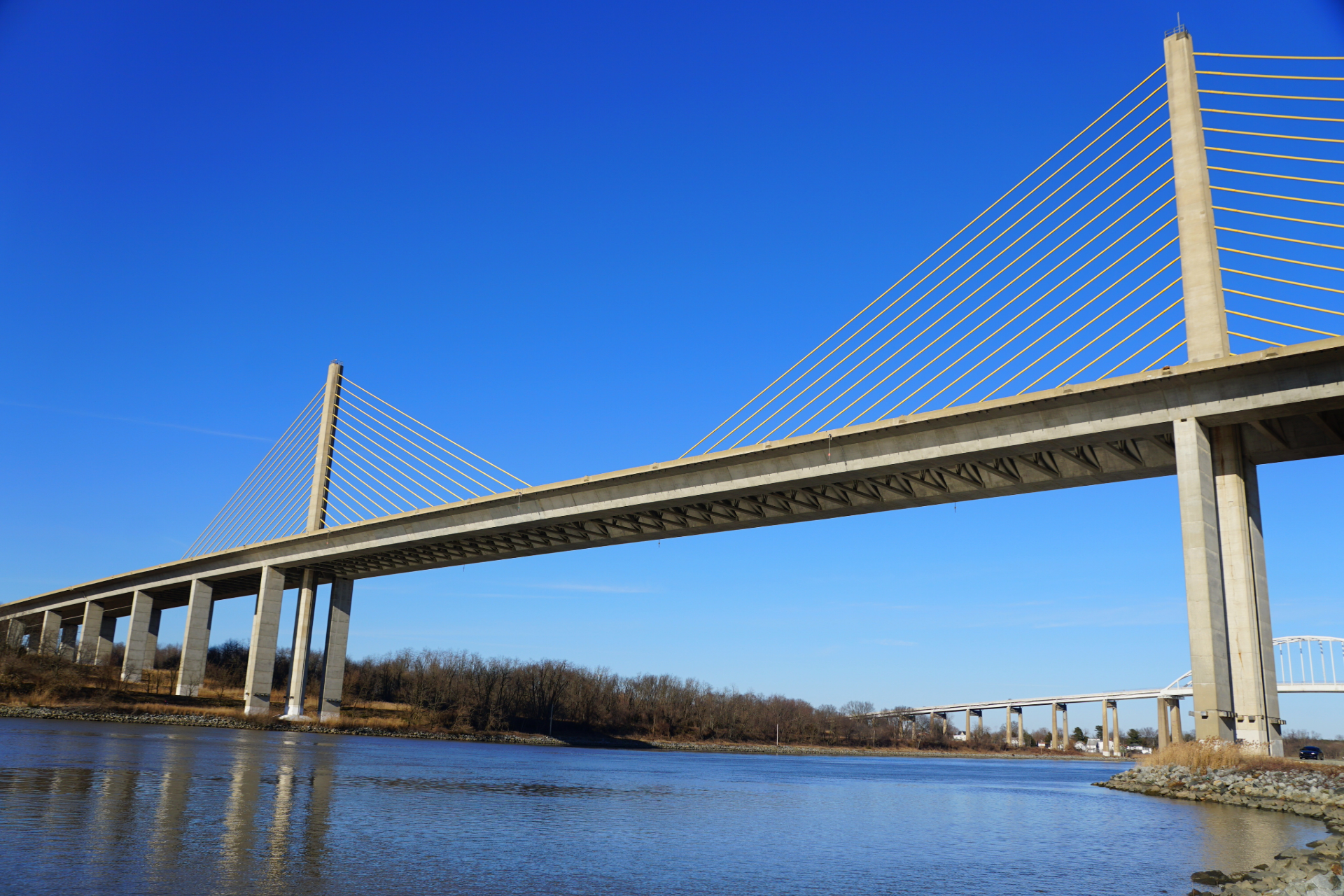 Cable-stayed bridge over the canal near Middletown, Delaware