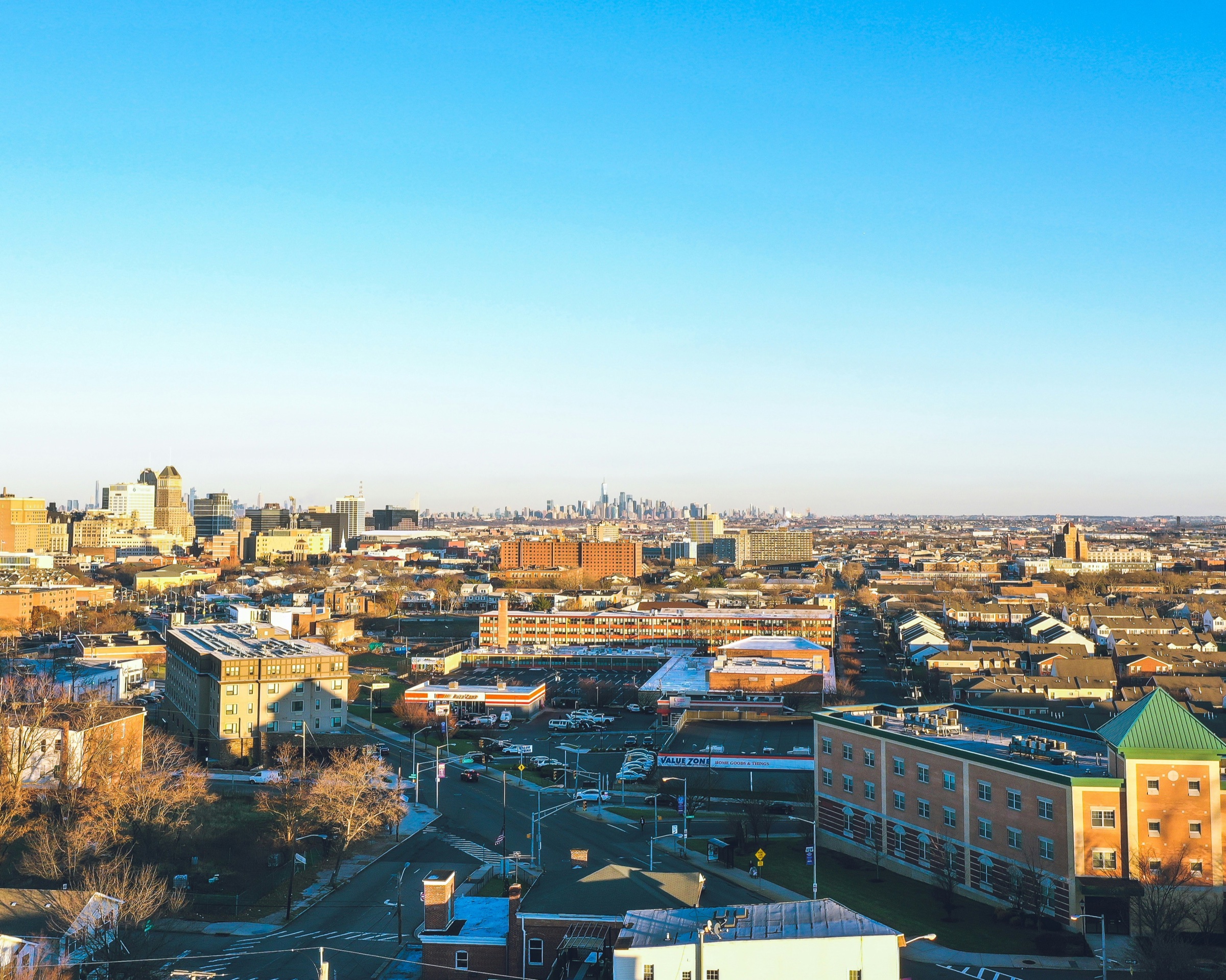 Wide aerial view across Newark, New Jersey