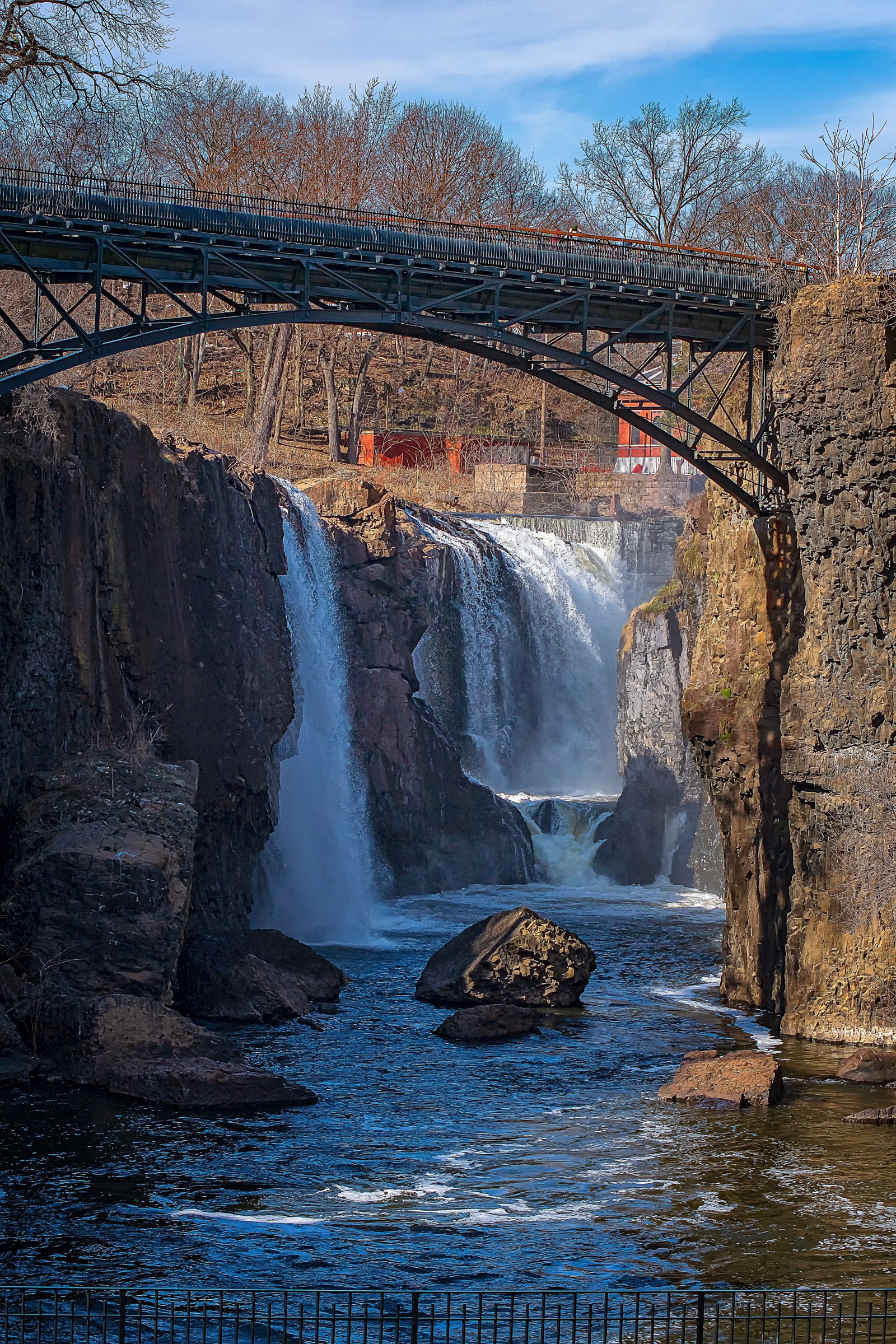 Great Falls and footbridge in Paterson, New Jersey
