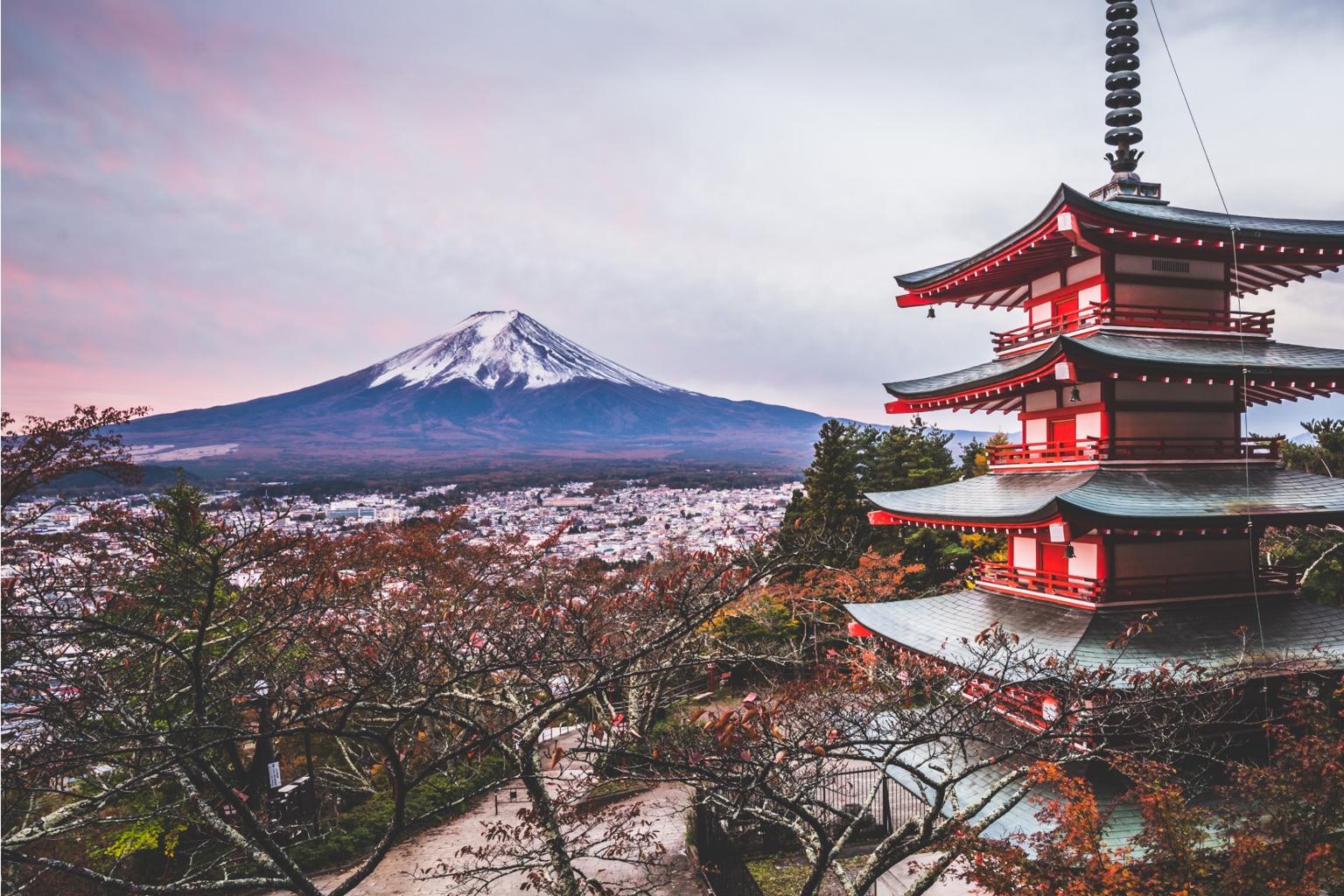 Mount Fuji and Chureito Pagoda in Japan